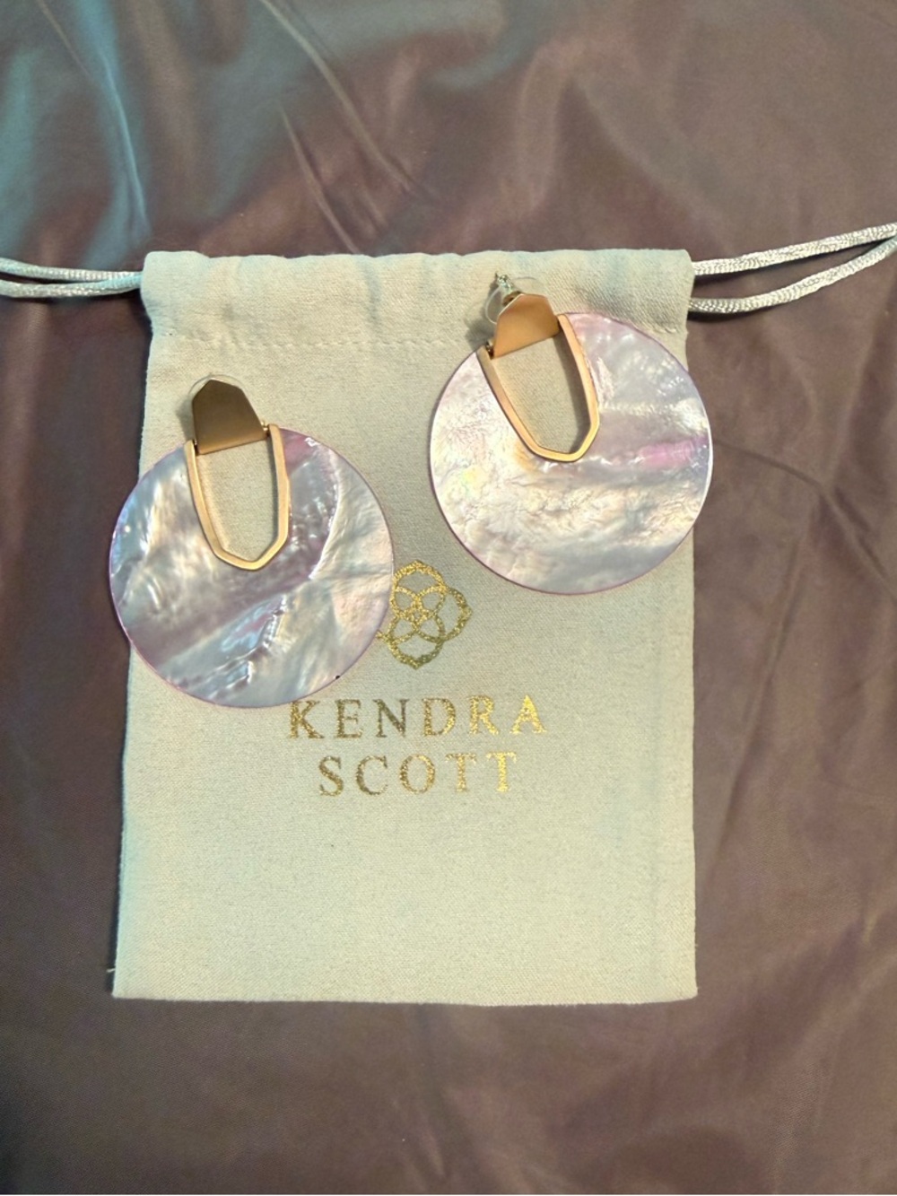 Kendra Scott Diane Pink Lilac Mother-of-Pearl Rose Gold Drop Earrings w/Dustbag - Picture 4 of 6